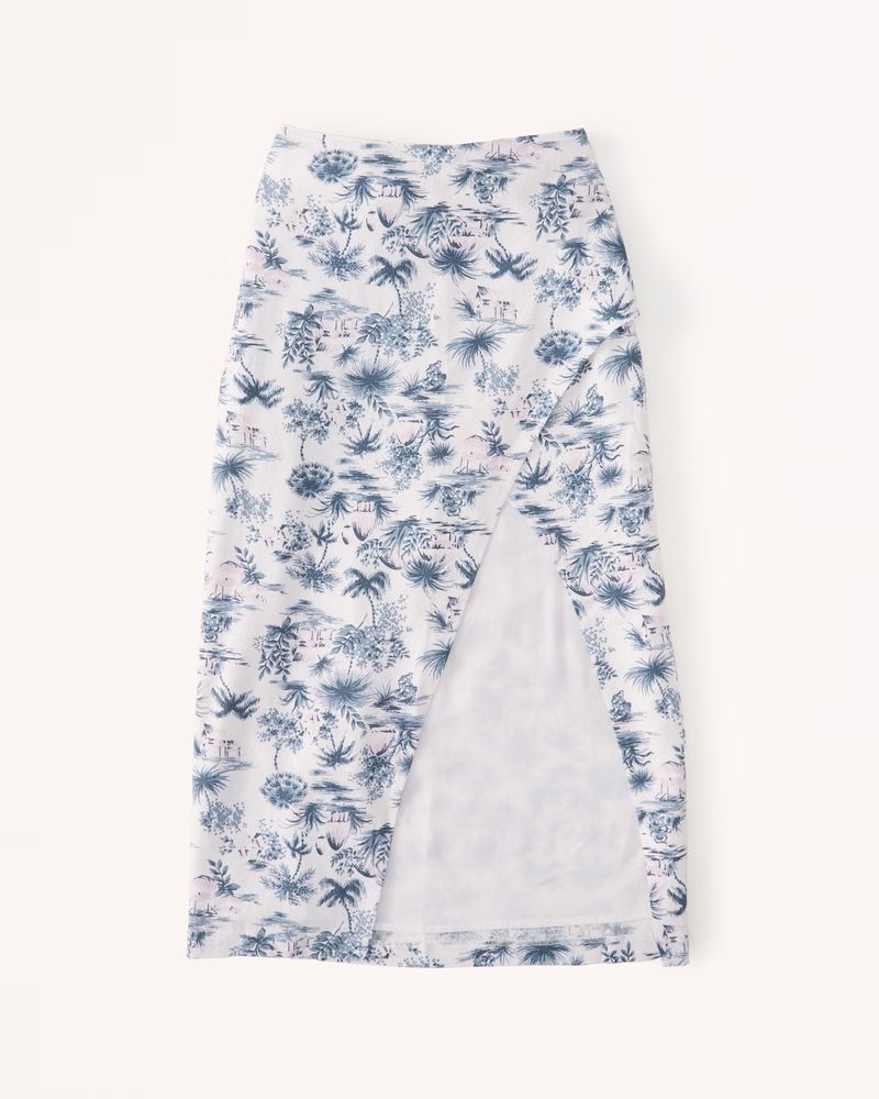 Linen-Blend Midi Skirt | Abercrombie & Fitch (US)