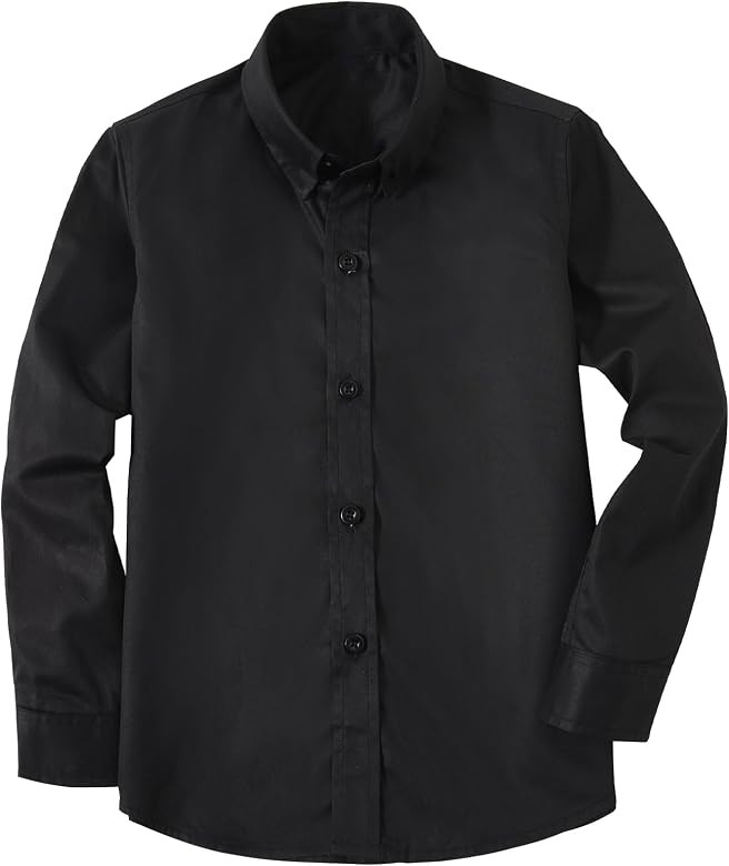 Boys' Button Down Dress Shirts Kids Long Sleeve Solid Collared Uniform Shirt for Toddler Boy (Siz... | Amazon (US)