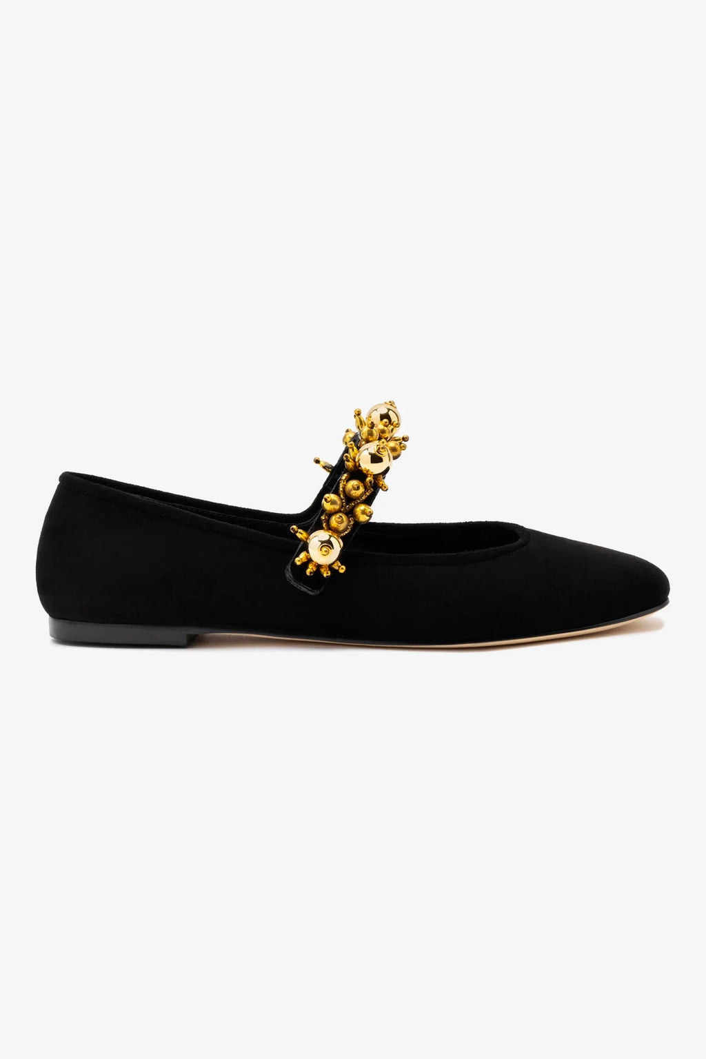 Larroudé x Libertine Verona In Black Suede and Golden Balls | Larroude