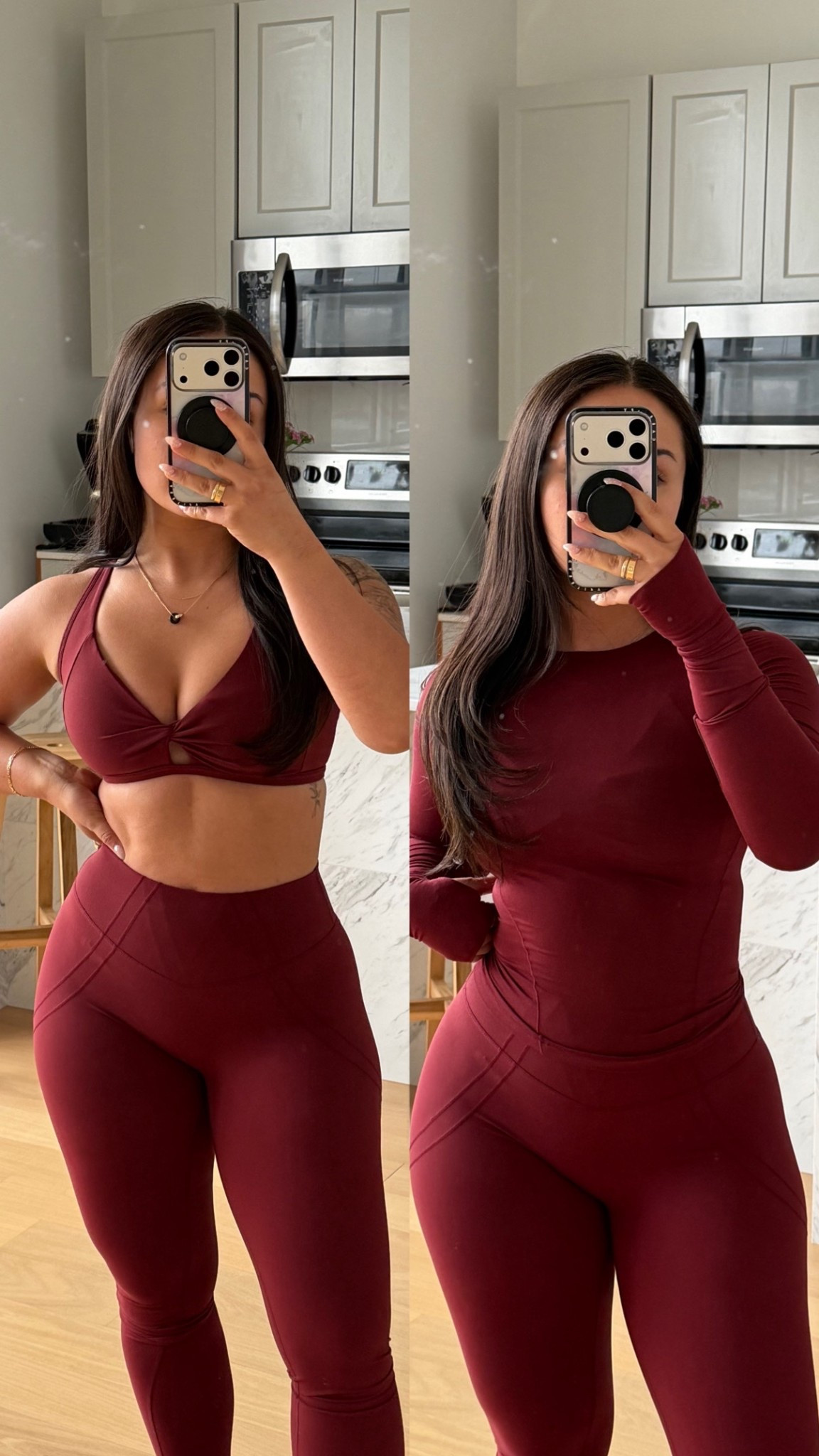 Wearing small in everything but XS in the long sleeve!