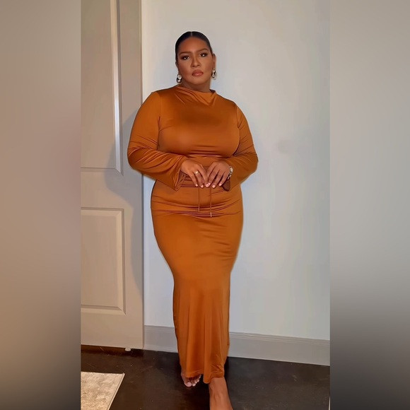 Elegant Tan Long Sleeve Dress | Poshmark