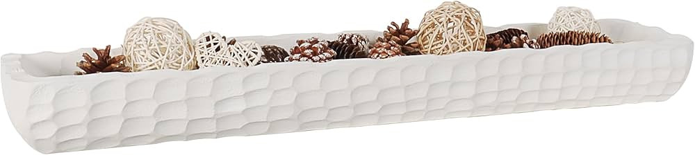 Oakrain 30 inches Large Decorative Bowl for Home Decor, White Dough Bowl with Hand Carved Irregul... | Amazon (US)