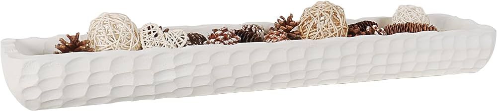 Oakrain 30 inches Large Decorative Bowl for Home Decor, White Dough Bowl with Hand Carved Irregul... | Amazon (US)