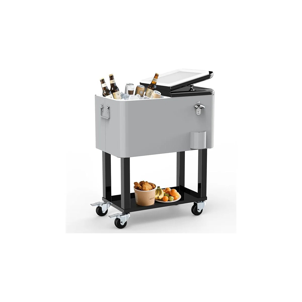 SHAREWIN 60 Quart Rolling Ice Chest, Portable Patio Party Drink Cooler Cart with Bottle Opener & ... | Wayfair North America