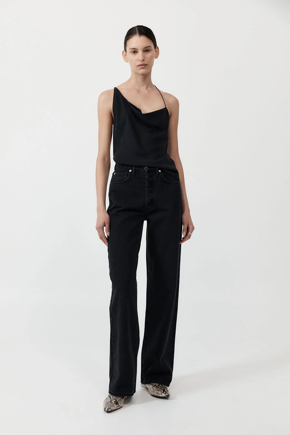 Asymm Drape Top - Washed Black | St. Agni (US, UK, EU)