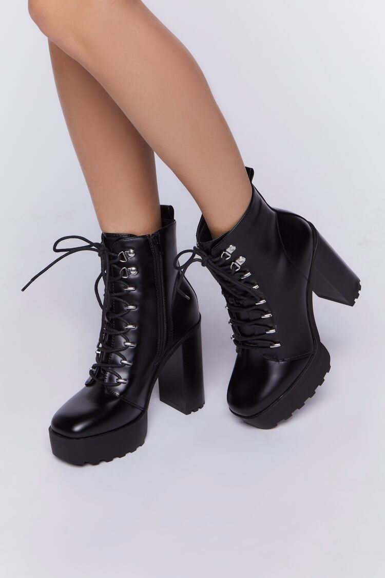 Faux Leather Lace-Up Booties | Forever 21 (US)