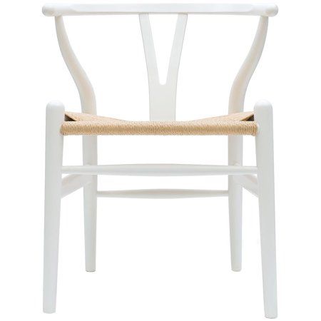 2xhome White Wishbone Wood Armchair With Arms Open Y Back Open Mid Century Modern Contemporary Assem | Walmart (US)