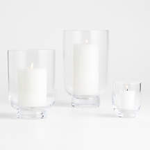 Soto Clear Glass Hurricane Candle Holder 3.5" | Crate & Barrel | Crate & Barrel