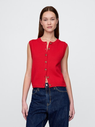 Cropped Cardigan Sweater Vest | Gap (US)