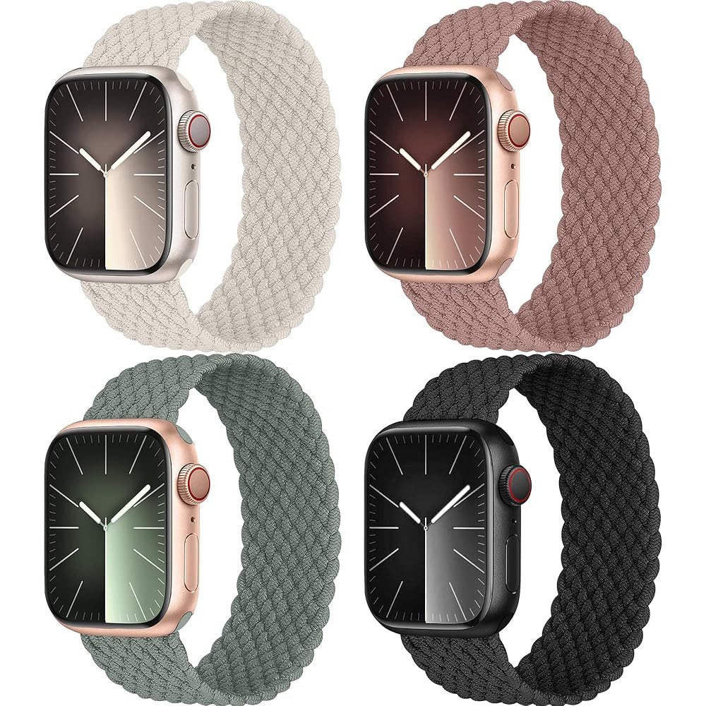 4 Pack Braided Solo Loop Bands Compatible with Apple Watch Band 38mm 40mm 41mm 42mm 44mm 45mm 49m... | Amazon (US)