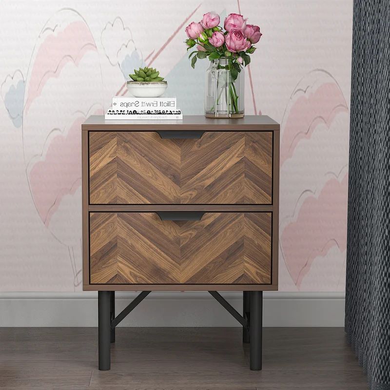 Bolebroke 24'' Tall 2 - Drawer Nightstand in Oak/Brown | Wayfair North America