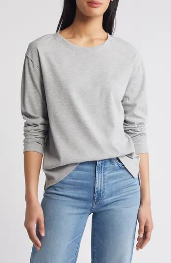 Caslon® Pleat Black Long Sleeve Rib Top | Nordstrom | Nordstrom