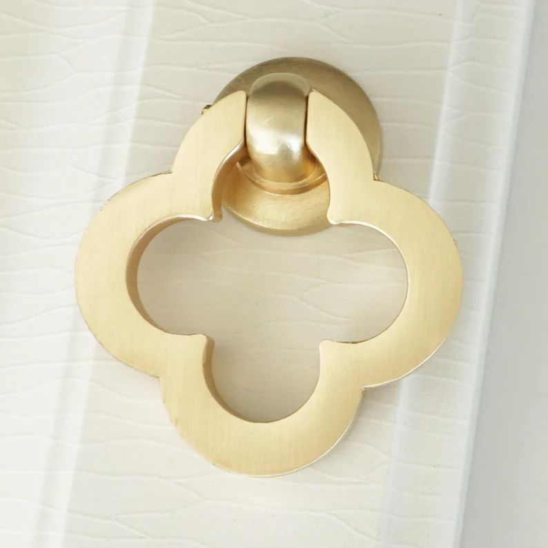 Brushed Brass Drawer Knobs Pulls Dresser Knobs  Kitchen Cabinet Pulls Handle Door Knob Ring Drop ... | Etsy (US)