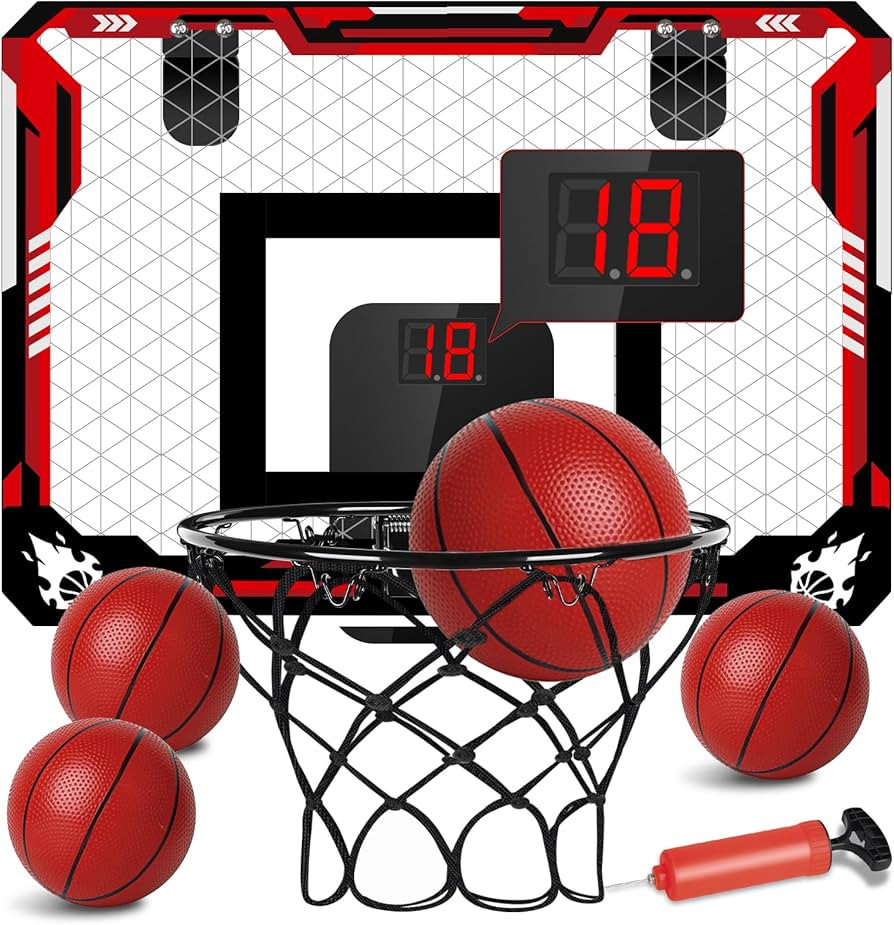 Basketball Hoop Indoor, Mini Basketball Hoop for Kid with Electronic Scoreboard & 4 Balls, Foldab... | Amazon (US)