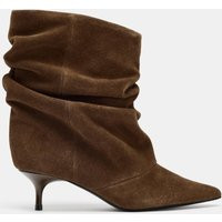 Zara - Ruched Split Leather Ankle Boots - Women - Dark Tan - Women | Zara US