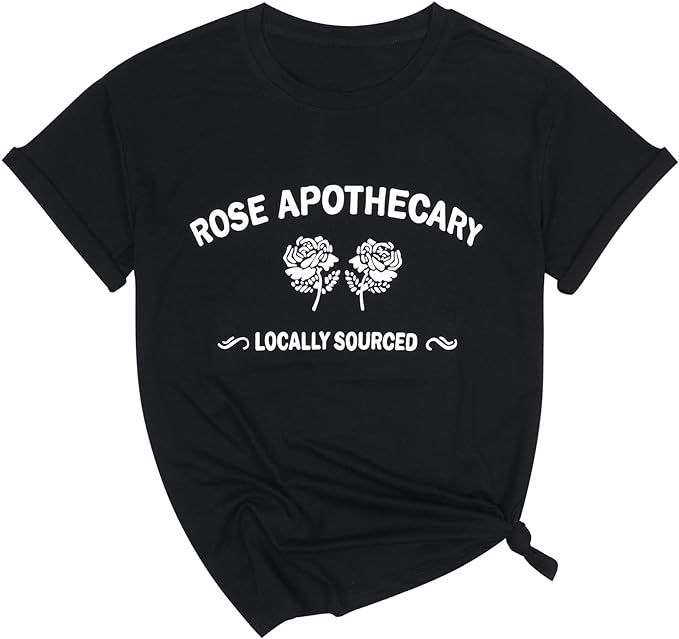 VILOVE Womens Rose Apothecary Shirts Locally Sourced Graphic Tees Summer Funny Short Sleeve Causa... | Amazon (US)