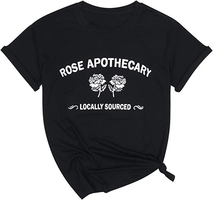 VILOVE Womens Rose Apothecary Shirts Locally Sourced Graphic Tees Summer Funny Short Sleeve Causa... | Amazon (US)