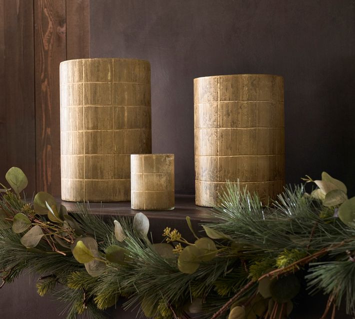 OPEN BOX:  Linen Textured Glass Hurricanes | Pottery Barn | Pottery Barn (US)