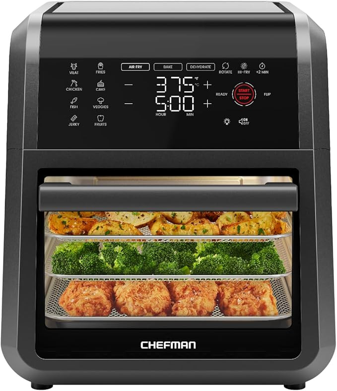Chefman 12-Quart 6-in-1 Air Fryer Oven with Digital Timer, Touchscreen, and 12 Presets - Family S... | Amazon (US)