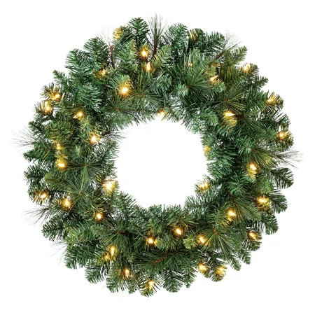 Scottsdale Pine Color-Changing Pre-Lit LED Battery Powered Christmas Wreath with Timer, Green, 24", by Holiday Time | Walmart (US)