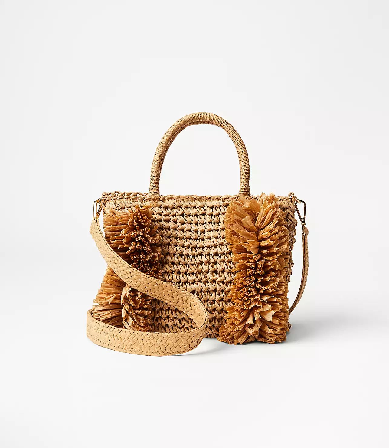 Fringe Straw Crossbody Bag | LOFT