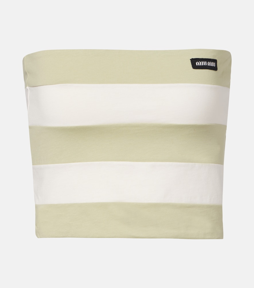 Miu Miu Striped cotton jersey bandeau top | Mytheresa (US/CA)