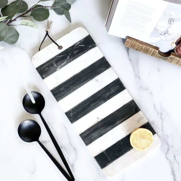 Liam Striped Marble Board | Pepper + Vetiver