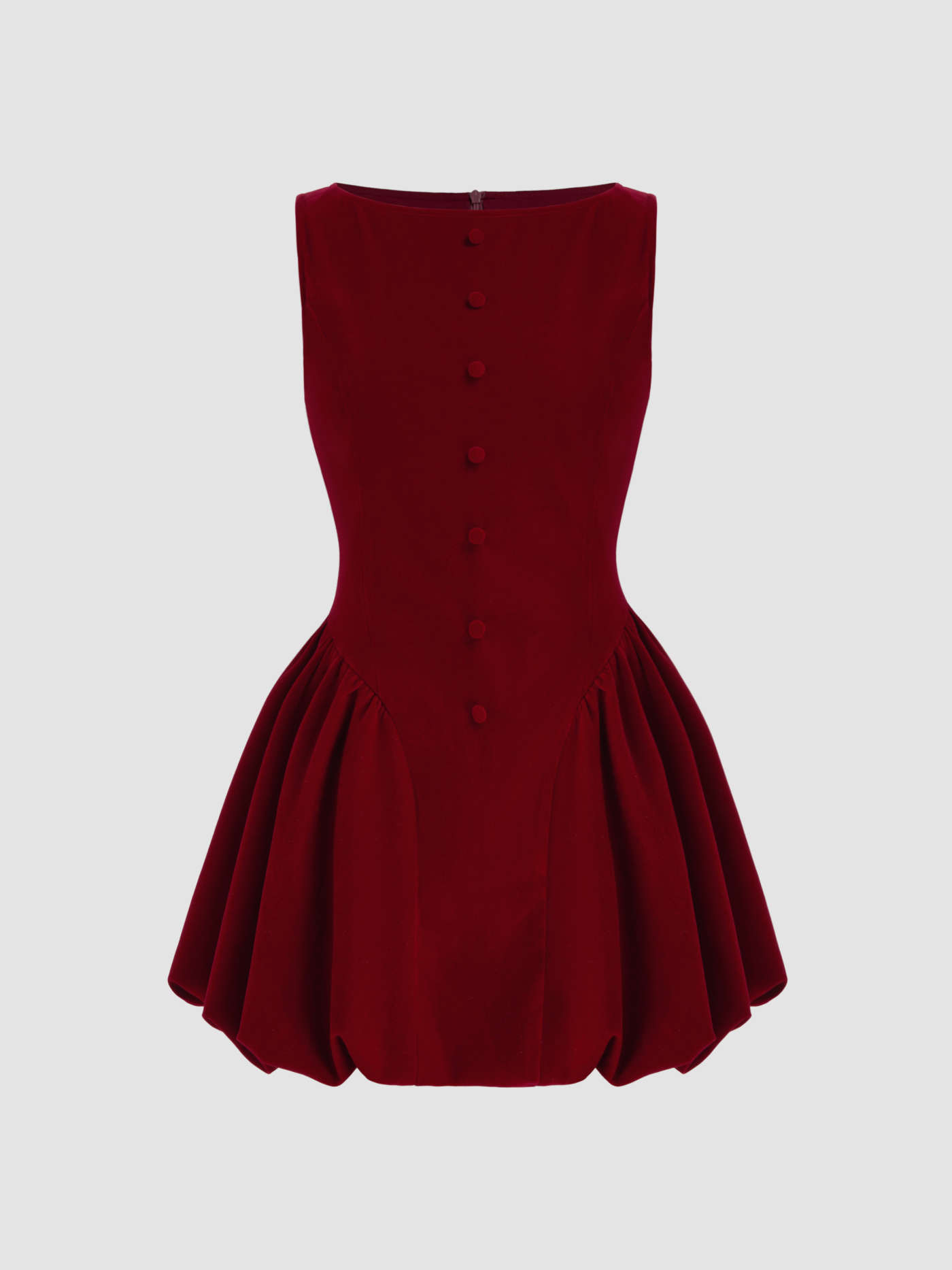Velvet Boat Neck Ruffle Bubble Hem Mini Dress | Cider