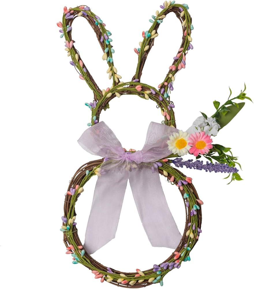 NeoL'artes 18inch Grapevine Pip Berry Easter Bunny Wreath, Easter Decoration,Bunny Egg Wreath for... | Amazon (US)