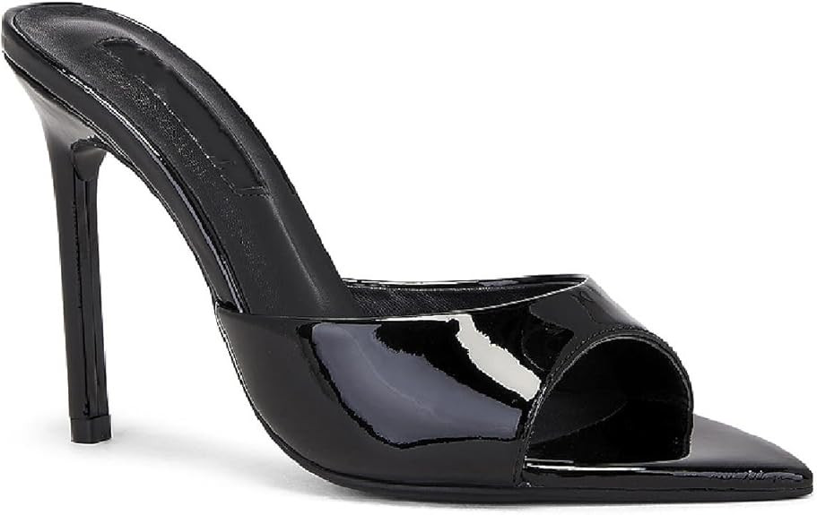 Women's Leather Pointed Toe Stilettos Heeled Sandals Fashion Sexy Open Toe Slip On Backless High ... | Amazon (US)