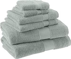 Amazon Aware 100% Organic Cotton Plush Bath Towels - 6-Piece Set, Sage Green | Amazon (US)
