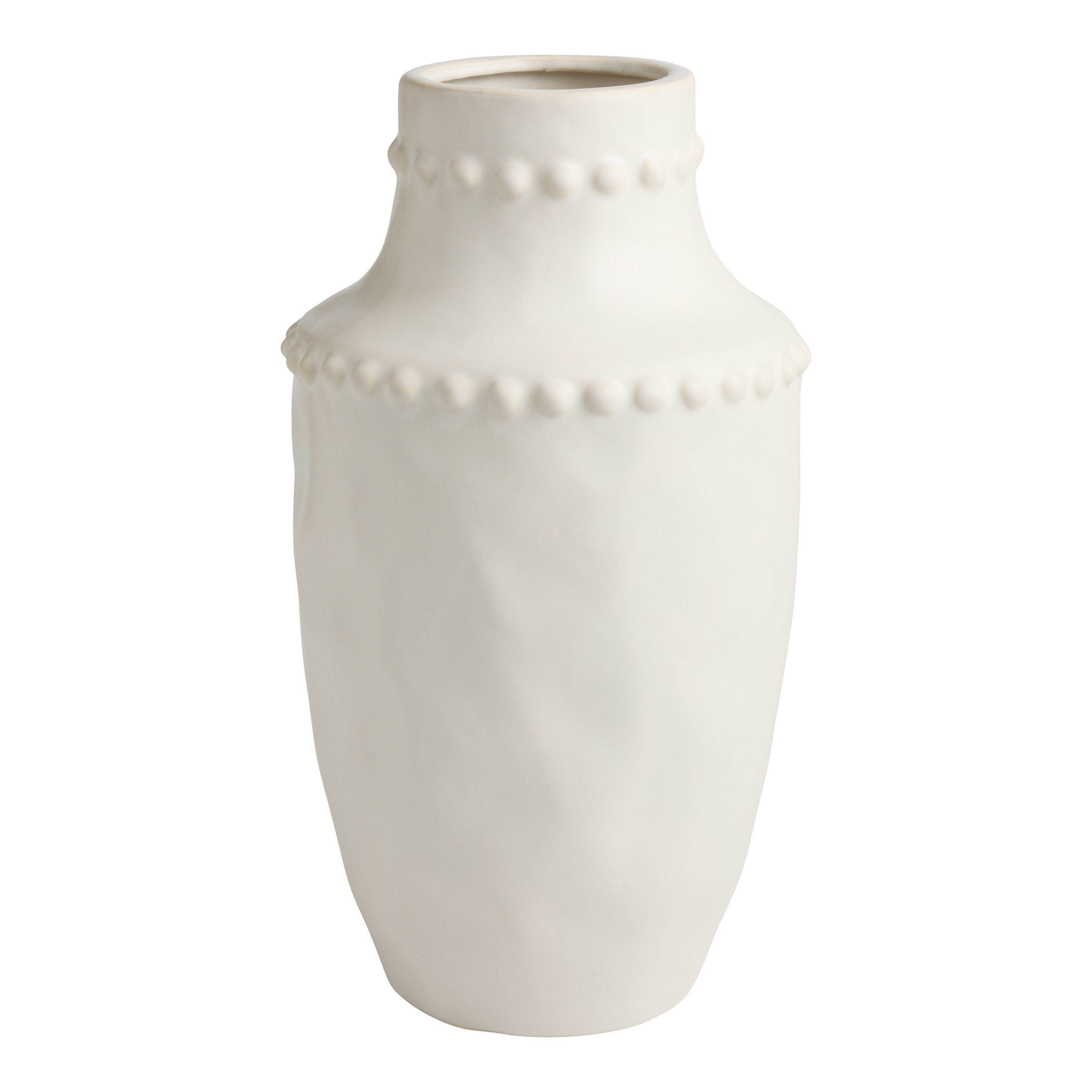 Ivory Ceramic Beaded Vase | World Market