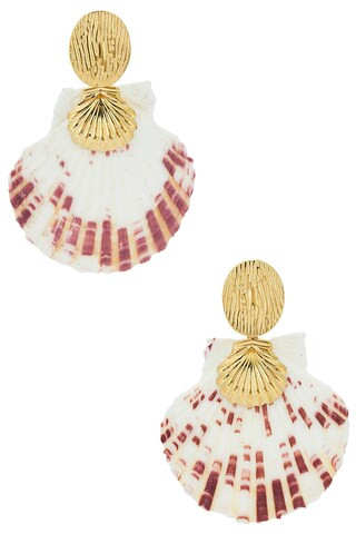 petit moments Embellished Shell Earrings in Gold from Revolve.com | Revolve Clothing (Global)