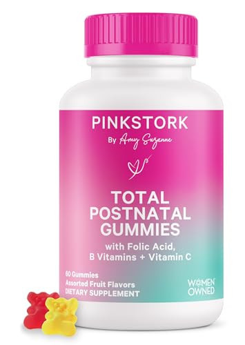 Pink Stork Total Postnatal Vitamin Gummies - Multivitamin for Postpartum Recovery and Lactation Support - Folic Acid, B6, & Vitamin C - Breastfeeding Essentials - 60 Gummy Vitamins | Amazon (US)