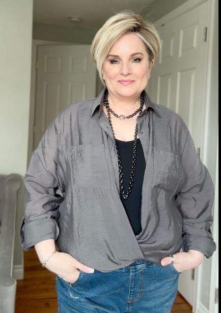 Comfortable foundation pieces like the pull on jeans and the Magic Tank make this one a win for me. Dress up with the gorgeous Katia Goddess shirt and necklace. Those links are posted in my Story. 

#LTKplussize #LTKover40