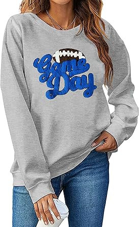YALUCOR Women Football Sweatshirt Gameday Pullover Shirt Casual Football Mom Tops Hoodie Football... | Amazon (US)