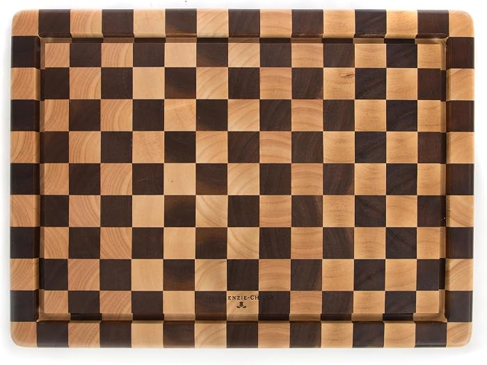 MACKENZIE-CHILDS Wooden Carving Board, Check     Hand-applied design, made from acacia and rubber... | Amazon (US)