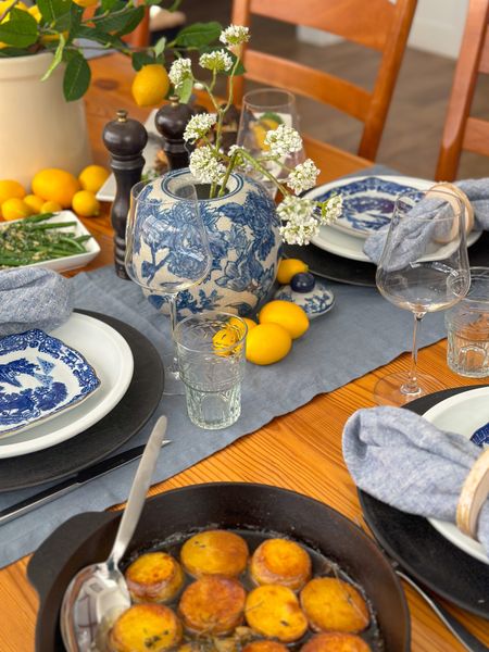 A beautiful dinner table set with blues and lemons! 

#LTKSeasonal
