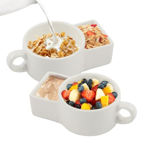 KAYCROWN 2 Pack Ceramic Soup and Cracker Mug or Cereal Bowl, Anti-Soggy Cereal Bowl, Microwave Safe, Soup and Side/Cracker Bowls Sets for Breakfast, Chip, Veggies, Dip Bowls for Parties | Amazon (US)