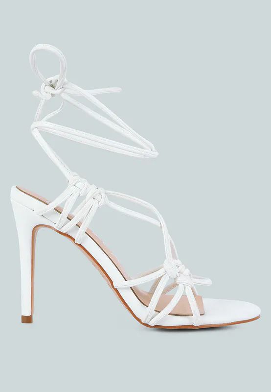 London Rag Trixy Knot Lace Up High Heeled Sandal - White - US 8 | Verishop