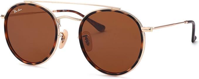 Pro Acme Small Double Bridge Round Sunglasses for Women Men 100% Real Glass Lens | Amazon (US)