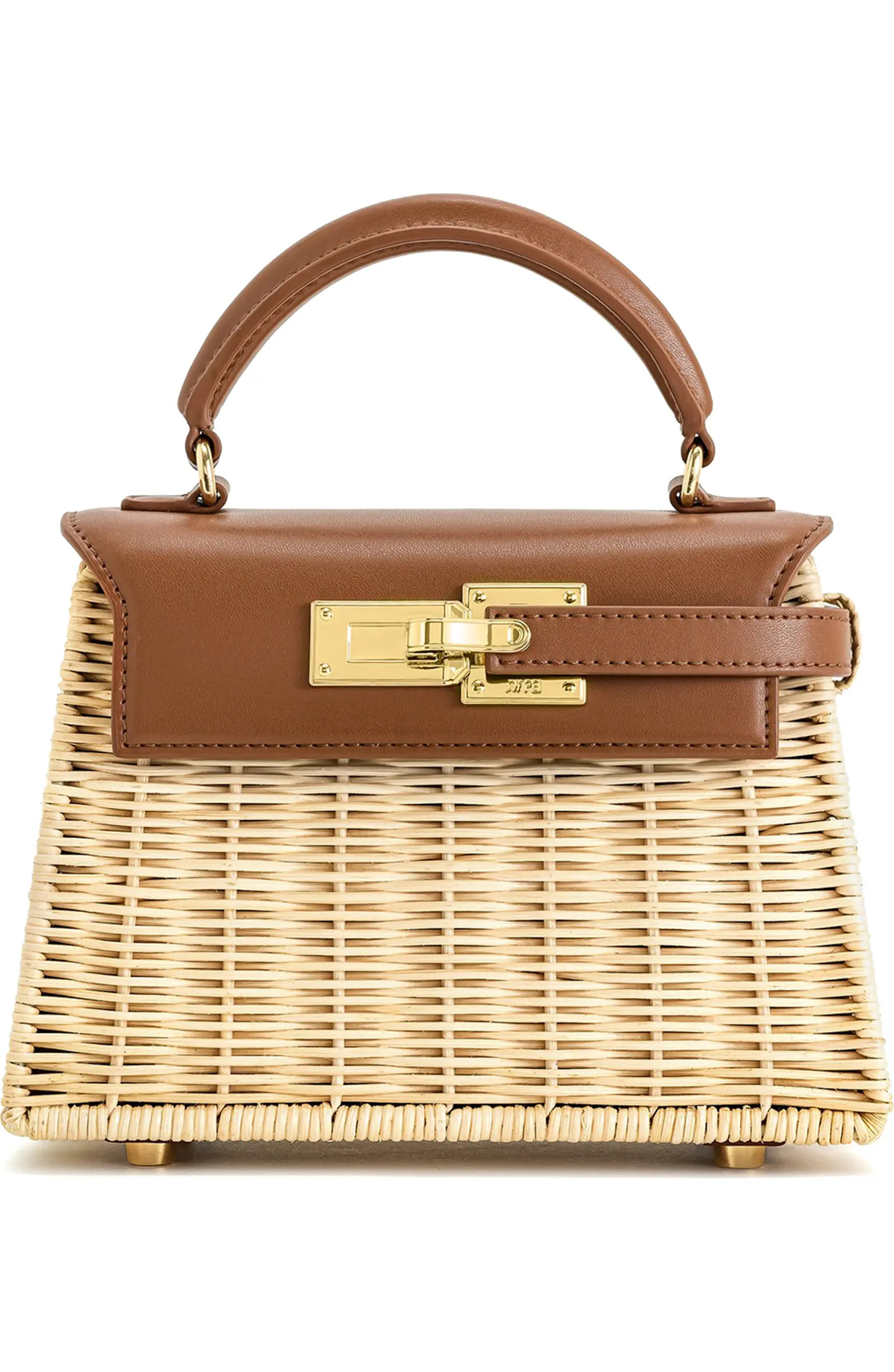 Elise Natrual Woven Rattan Top Handle Bag | Nordstrom
