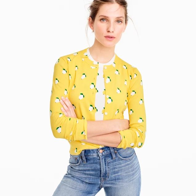 Cotton Jackie cardigan sweater in lemon print | J.Crew US