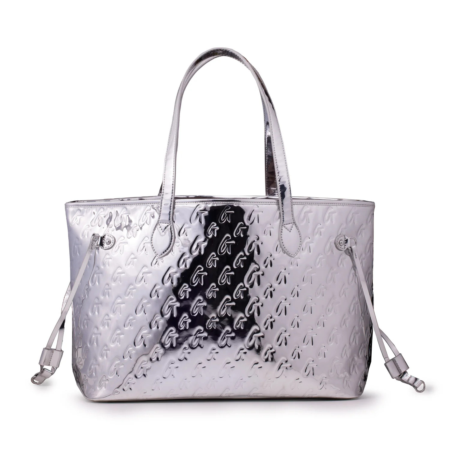 MONOGRAM GLAM TOTE METALLIC SILVER | Glam-Aholic Lifestyle