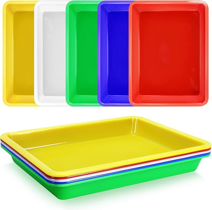 5 Pack Multicolor Plastic Art Trays - Activity Tray Crafts Organizer Tray Serving Tray for School... | Amazon (US)