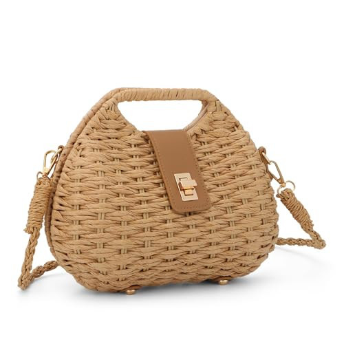 KUANG! Woven Straw Bag with Crossbody Strap Clutch Purses for Women Hand-woven Summer Vacation Beach Tote Clutch Bag | Amazon (US)
