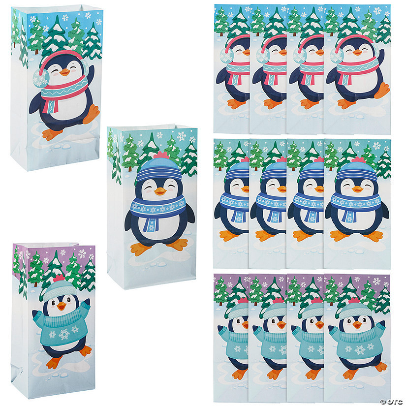 10" Winter Penguin Party Paper Treat Bags Assortment - 12 Pc. | Oriental Trading Company