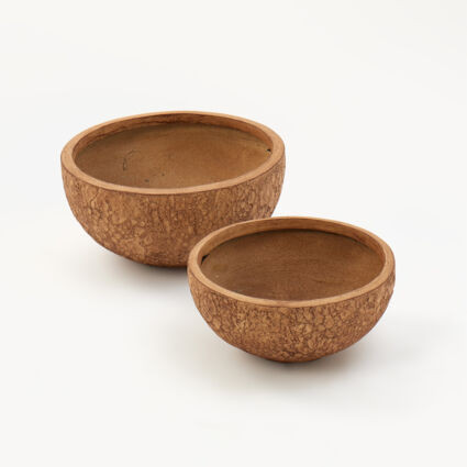 Brown Textured Dish Planters | TK Maxx