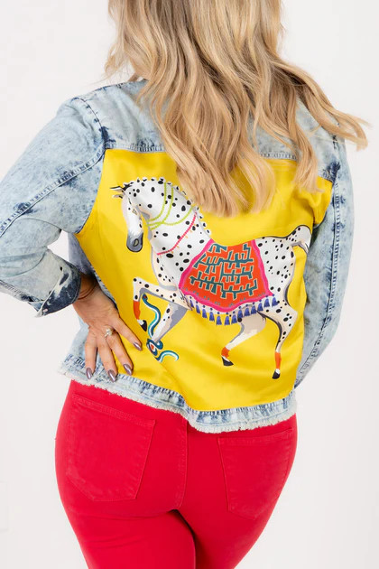 Paris Denim Horse Long Sleeve Jacket | The Willow Tree