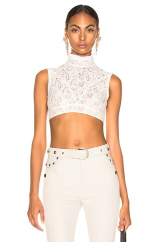 Lace & Jersey Sleeveless Crop Top | FWRD 